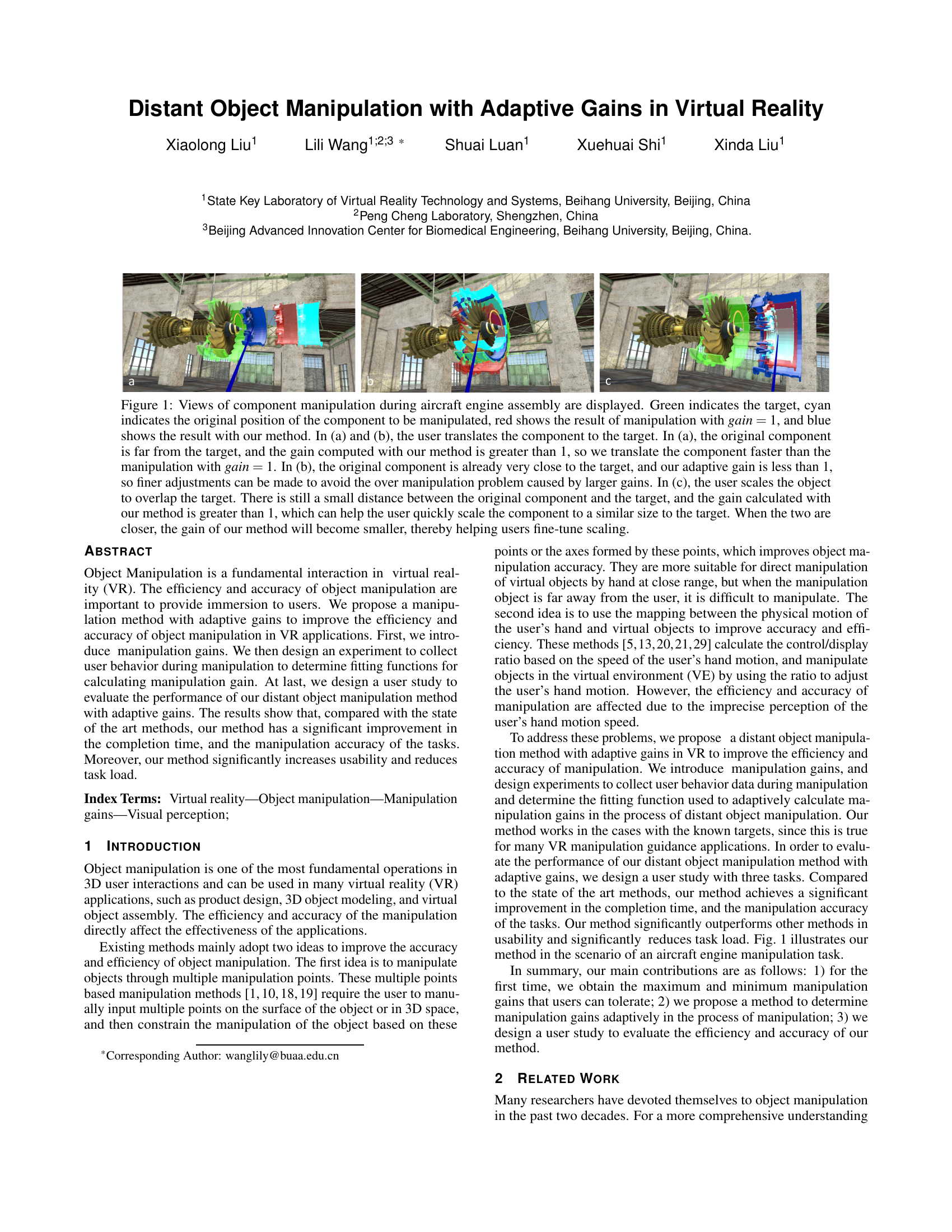 Distant object manipulation with adaptive gains in virtual reality thumbnail