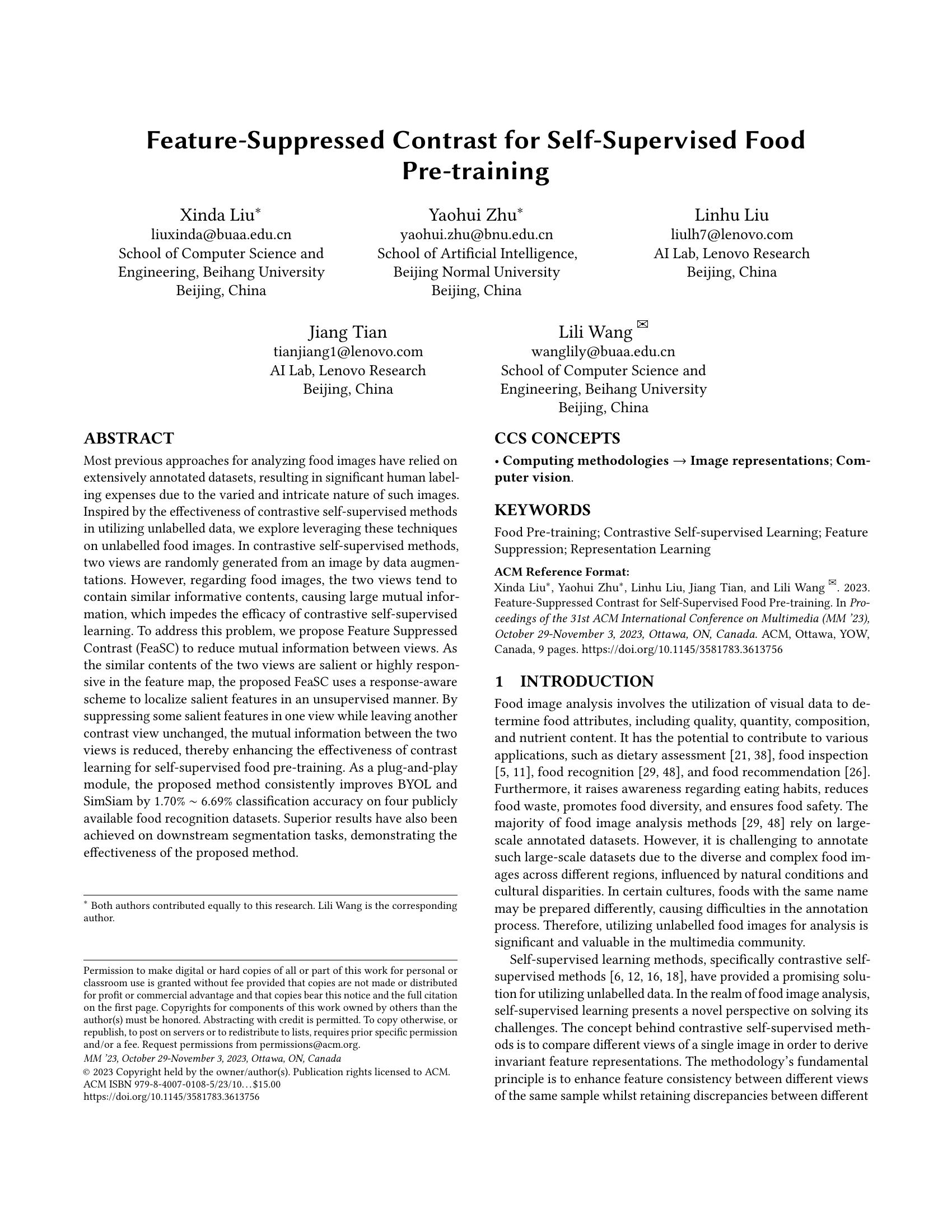 Feature-suppressed contrast for self-supervised food pre-training thumbnail